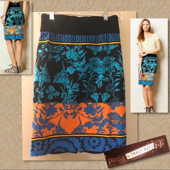 Plenty by Tracy Reese Floral Vase Colorful Print Cotton Pencil Skirt Sz 0 - Picture 16 of 16